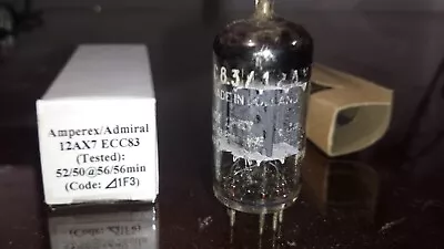 1961 TEST NOS AMPEREX ADMIRAL 12AX7 ECC83 TUBE SINGLE BEST TONE EVER TV-7 Tested • $105.37