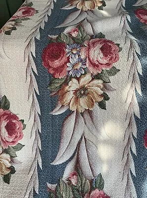 Vintage GLEN COURT Floral Pattern BARKCLOTH FABRIC 39”x92” Drapery Panel • $89.99