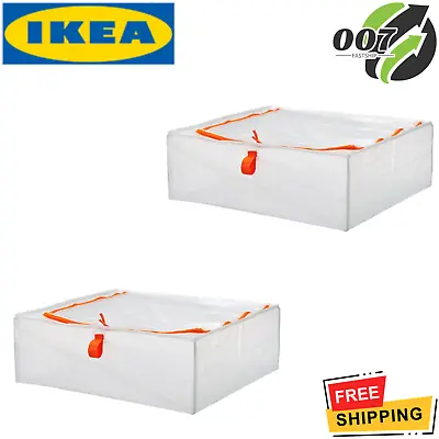 2x IKEA PARKLA Storage Case Bags Ziped Organizer Wardrobe 100 % Polypropylene • £14.34