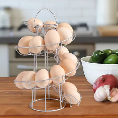 Spiral Egg Holder Kitchen Rack Egg Helter Skelter Stand Rack Up To 22 Eggs • £8.69