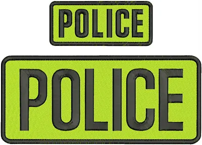 Police Embroidery Patch 4x10 And 2x5 Hook On Back  Lime Green/black • $15.99