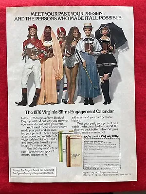 Vintage 1975 Virginia Slims Cigarette Print Ad For 1976 Engagement Calendar • $3.88