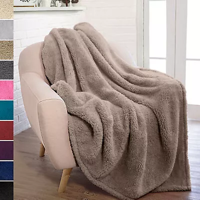 Soft Fuzzy Warm Cozy Throw Blanket With Fluffy Sherpa Fleece For Sofa Couch Bed • $21.99