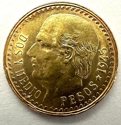 1945 Mexico Gold 2.5 Dos Y Medio Pesos Gold Coin 2.08 Grams • $269.99