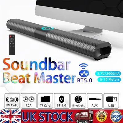 Bluetooth 3D Surround Sound Bar Wireless TV Home Stereo Theater Soundbar Speaker • £31.34