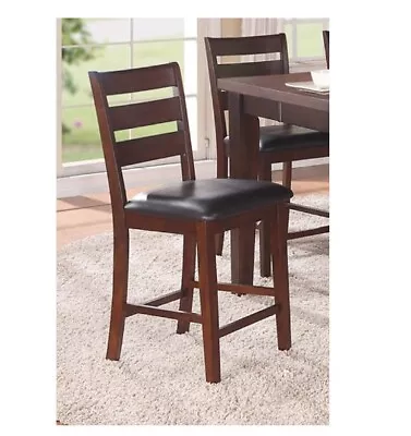 Set Of 2 Simple Antique Walnut Ladder Back Counter Height Bar Chairs Stools • $195.99