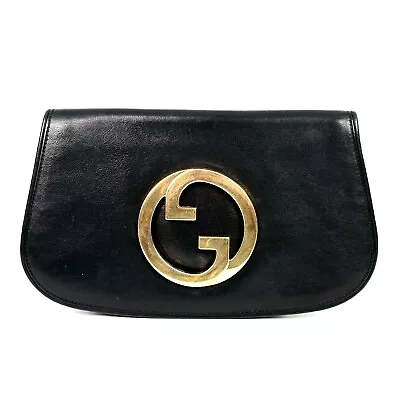 RARE Vintage Gucci Clutch Bag Blondie Interlocking Black And Gold #136 • $699