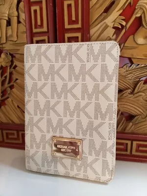 Michael Kors MK Logo Vanilla Leather Apple Ipad Cover Case RARE READ LISTING! • $21.99