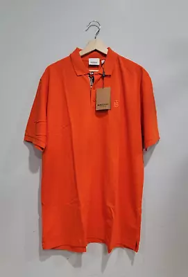 Burberry London England Men Short Sleeve 2XL Polo Embroidered Nova Orange Shirt • $59