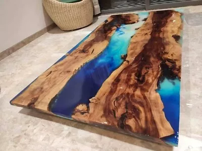 Large Indoor Resin Dining Table Epoxy Coffee Table Living Room Table Live Edge • $1249