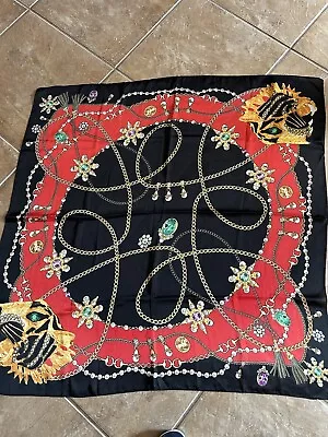 Giani Bernini Women's Black~ Red ~ Gold Jewelry Design Square Scarf ~ New • $12