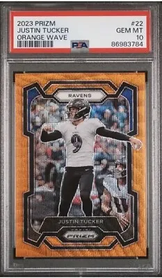 NFL Mystery Pack CHANCES @ Justin Tucker PSA10 POP1 2023 Prizm Orange Wave /60 • $9