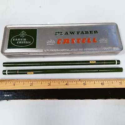 Vintage A.W. Faber Castell Tin Case And 2 4H Pencil 7  Long • $5