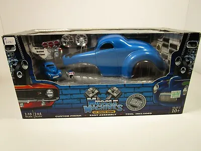 Muscle Machines 1/18 & 1/64 Build It Blue 1941 Willys Coupe Set **please Read** • $69.99