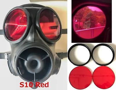 Outsert Red Polycarbonate Lenses For SAS S10 Gas MaskCosplayAirsoftABS Rings • $27.99