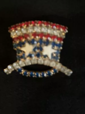 Vintage Patriotic Uncle Sam’s Red White & Blue Rhinestone Hat Pin/Brooch • $20.99