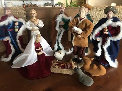 Vintage 11 Piece Christmas Figurine Set Large Nativity Set Scene Hand Made • $165