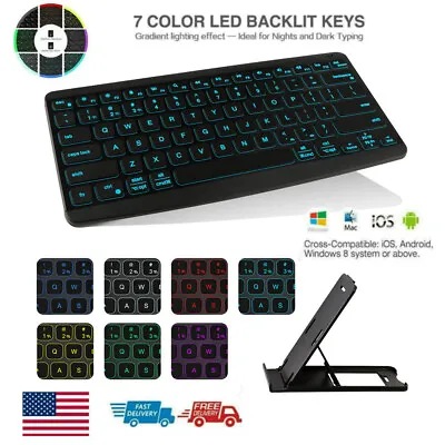 Rechargeable LED Bluetooth Keyboard For MAC IOS Android PC IPad Tablets Windows • $19.86
