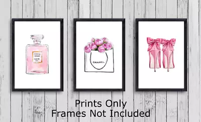 Set Of 3 Pink Fashion Coco Wall Art Poster Photo Print Picture Gift  A5 A4 A3 • £6.99