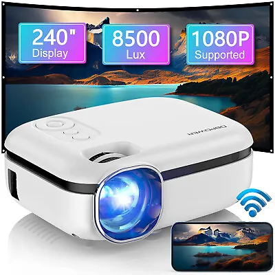 DBPOWER Projector 8500 Lumens 1080P LED Mini WiFi Video Home Theater Cinema SALE • $54.89