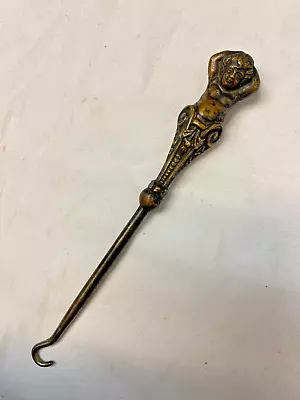 Vintage Ornate Metal Cherub Shoe Button Hook Tool • $28