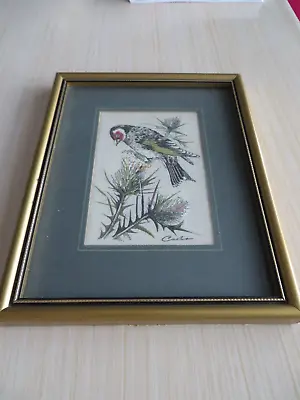 £7.50 • Buy J&J Cash Coventry Vintage Woven Silk Framed Picture Goldfinch