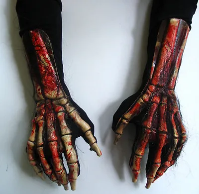 Bloody Skeleton Death Beast Claws Hands Scary Adult Halloween Costume Gloves • $29.95