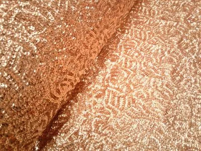 Rose Gold Scale Seaweed Sequins Mesh Fabric By Yard  • $15.99