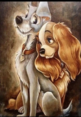 $13.95 • Buy Aus Stock..LADY & THE TRAMP No.2 DIY 5D DIAMOND PAINTING KIT..FULL DRILL 40 X 30