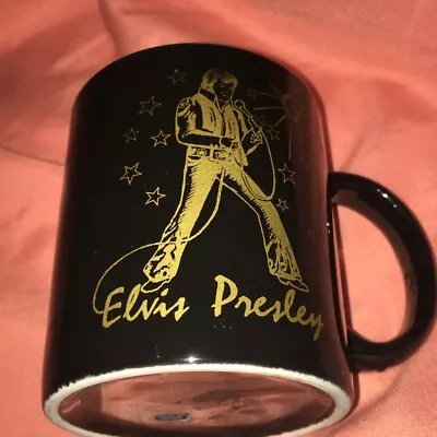 Vintage Elvis Presley Black And Gold Coffee Mug Japan • $18