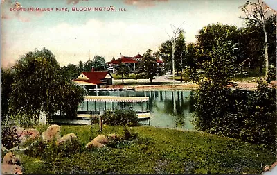 1910s Scene In Miller Park Steam Launch Bloomington IL McLean Co Postcard • $6.49