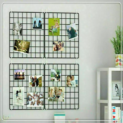 20/30cm Square Metal Mesh Grid Panel Decor Photo Wall Art  Display Organizer • £7.28