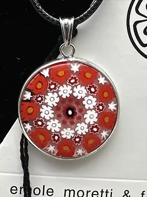 Sterling Silver  25 Mm Murano Millefiori Pendant Necklace- MP 259 • $25.99