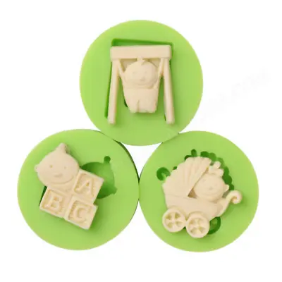 Baby Buggy Mould Silicone Block Swing Chair Shower Christening Cake Icing Craft • £4.99