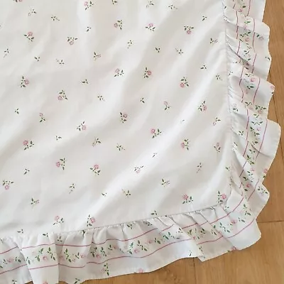 Vintage St Michael White & Pink Ditsy Rose Floral Single Frilled Duvet Cover • £15