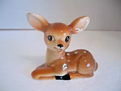 Vintage Ceramic Resting Spotted Big Eyes & Big Ears Fawn Deer Figurine ~ 3 1/4  • $14.99