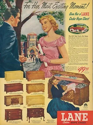 $13.49 • Buy 1949 Lane Cedar Hope Chest Vintage Print Ad Graduation Romantic Love Gift L2