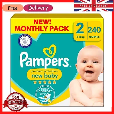 Pampers Premium Protection New Baby Size 2 240 Nappies 4kg - 8kg Pack Nappy • £64.01