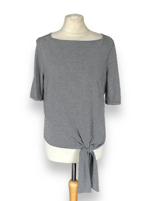 £17.49 • Buy L.k Bennett Navy Blue & White  Striped Jersey Top With Tied Front Size Medium