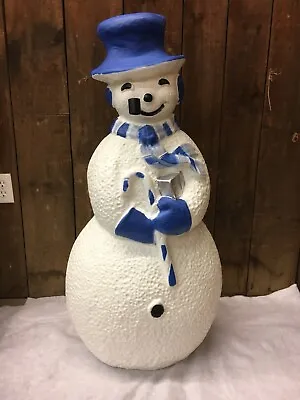 Blow Mold Light Up Winter Snowman Cool Blue With Pipe Union Products • $68