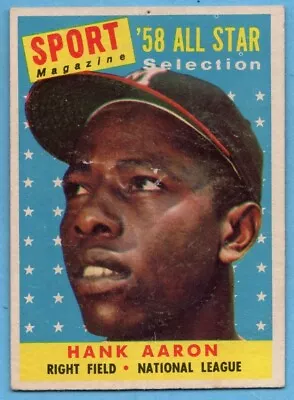 1958 Topps #488 Hank Aaron GOOD+ PIN HOLE Milwaukee Braves Hall Of Fame A4427 • $50