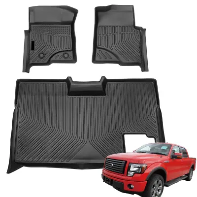 For 2009-2014 Ford F150 Super Crew Cab All Weather Floor Mats Cargo Liner Carpet • $96.21