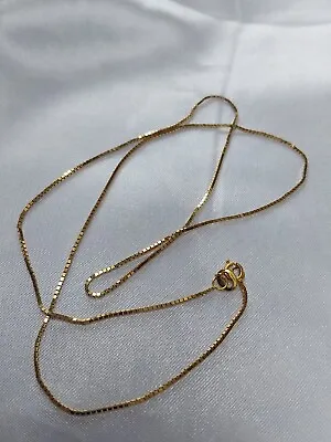 Solid 14Kt Yellow Gold 18  Long Box Chain  Necklace Weight 1.5grams  • $159.99
