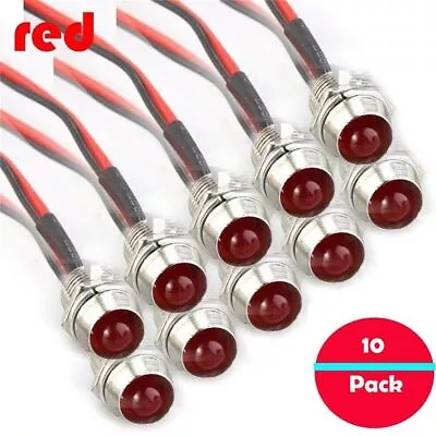 10x CarBoats 12V 8mm LED Indicator Light Bulb Dash Dashboard Panel Warning Lamp • £4.97