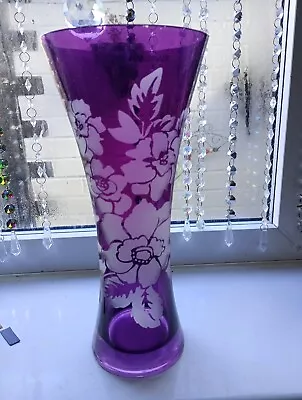 Large Purple Glass Vase Lovely Colour Very Pretty. UK Post Only. • £12