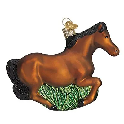 Old World Christmas Brown Mustang Horse Glass Ornament 12619 FREE BOX 4.5 Inch • $21.99