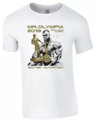 Scitec Nutrition Mr.Olympia 2019 Brandon Curry T-Shirt White Cotton T Shirt Top • £4.99