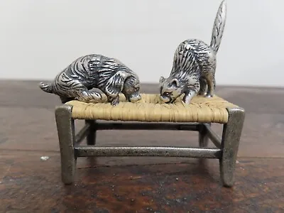 £11.50 • Buy Vintage Sterling Silver Cat And Dog On Wicker Stool 45gram