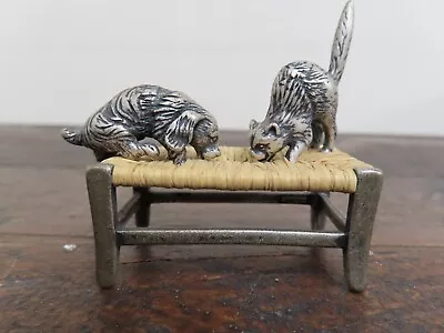 £11.50 • Buy Vintage Sterling Silver Cat And Dog On Wicker Stool 45gram
