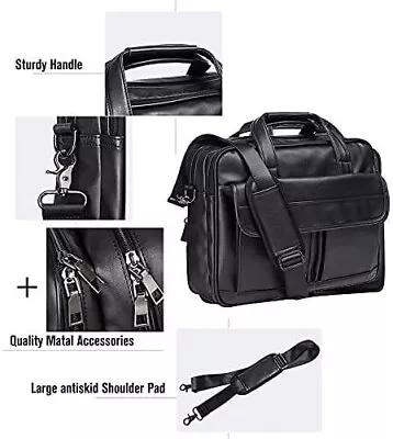 Men'S Leather Messenger Bag 17.3 Inches Laptop Briefcase Business Satchel Compu • $45.78